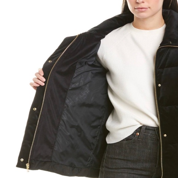 Cole Haan Signature Black Velvet Down Coat With Gold Hardware NWOT - Picture 3 of 5